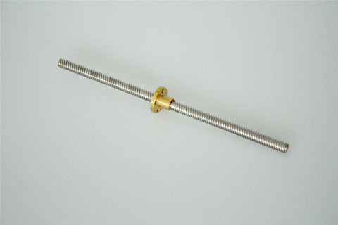 T8 Lead Screw OD 8mm Pitch 2mm Lead 8mm 150 200 300 350 400 500 600 1000 1200 mm with Brass Nut For CNC 3D Printer ► Photo 1/6