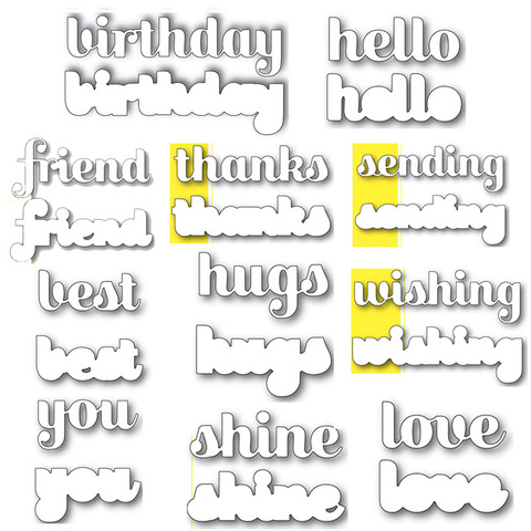 Stacking Hello Friend Thanks Best Hugs You Shine Love Sending Cutting Dies for DIY Scrapbooking Embossing Cards Crafts 2022 New ► Photo 1/6