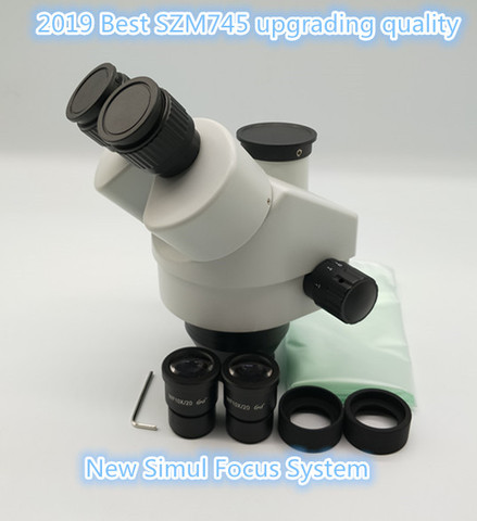 2022 New Scientific SZM 7x-45x Trinocular simul focus stereo microscope  head ► Photo 1/6