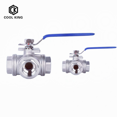 SS304 Stainless Steel Three-way Ball Valve L Type T Type 1/4