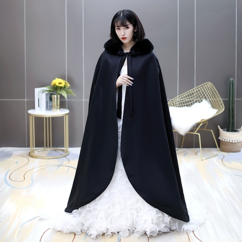 Winter Long warm Wedding capes white wedding cloak Floor Length Bride shawl Satin cape coat adult Bridal Wrap ► Photo 1/6