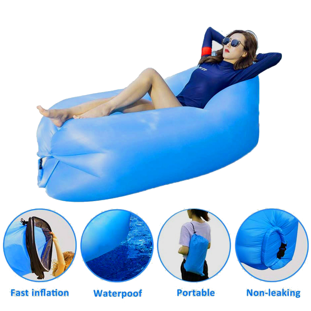 Inflatable Lounger Air Sofa Couch Beach Bed Lazy Chair Sleeping Anti-Leaking New