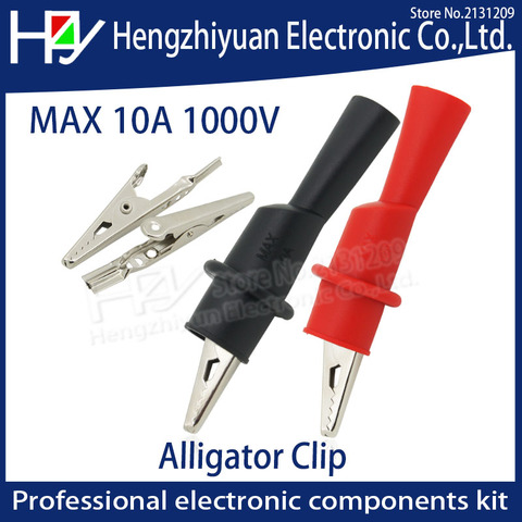 Hzy 2pcs Alligator Crocodile Test Clip Clamp For Multimeter Tester Probe New Red Black MAX 10A 1000V Alligator Clip ► Photo 1/3