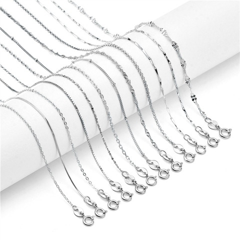 BLACK AWN 100% Genuine 925 Sterling Silver Necklace Ingot Twisted Trace Belcher Snake Bar Singapore Box Chain Necklace Women ► Photo 1/5