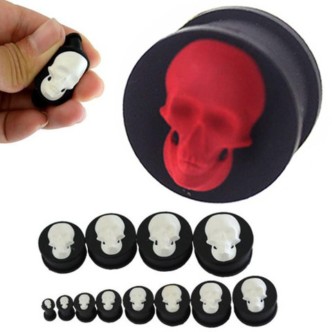 1Pair Silicone Skull Ear Tunnel Plug Gauge 6-18mm Skull Ear Gauge Plug And Tunnel Flesh Ear Stretcher Reamer Oreja Dilataciones ► Photo 1/6