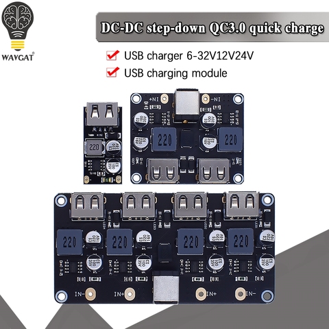 USB QC3.0 QC2.0 DC-DC Buck Converter Charging Step Down Module 6-32V 9V 12V 24V to Fast Quick Charger Circuit Board 3V 5V 12V ► Photo 1/6