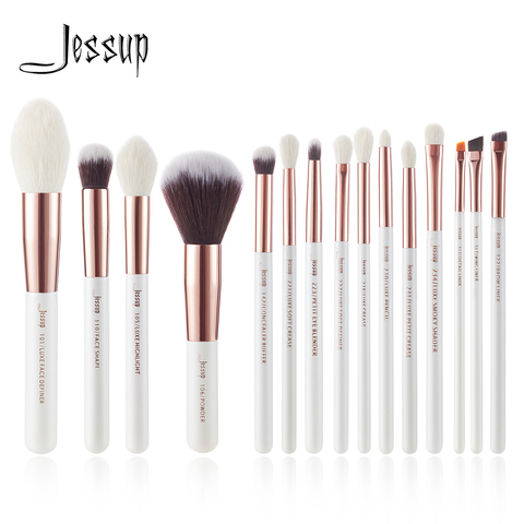 Jessup Pearl White/Rose Gold Professional Makeup Brushes Set Make up Brush Tools kit Foundation Powder natural-synthetic hair ► Photo 1/6