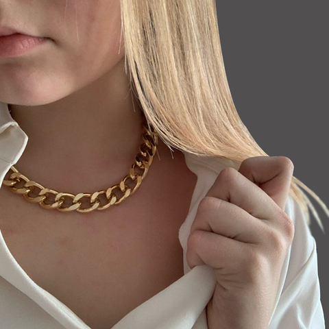 alitools collier cuban choker necklaces hop statement hip thick chain neck stainless steel link female jewelry gold