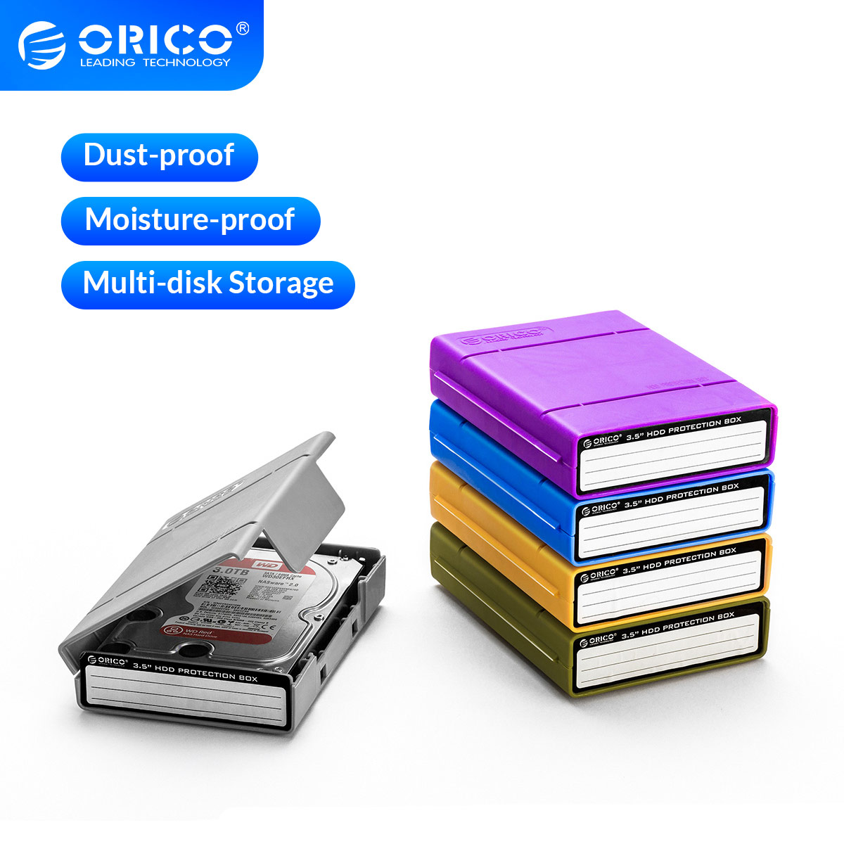 ORICO 3.5'' HDD Protector Anti-Static Hard Drive Protective Enclosure Case Cover 