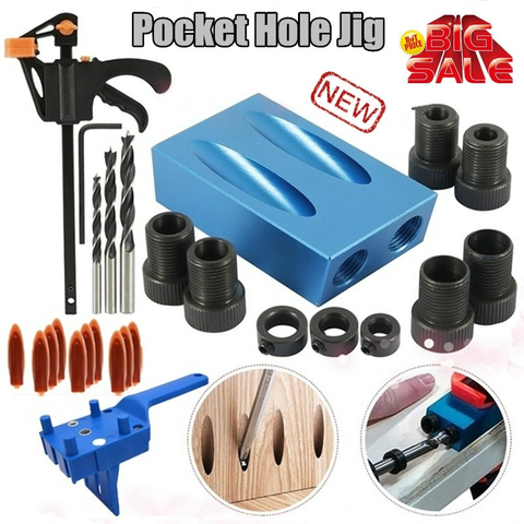 Pocket Hole Screw Jig 15 Degrees Dowel Drill Joinery Kit Carpenters Wood Woodwork Guides Joint Angle Locator Tool ► Photo 1/6