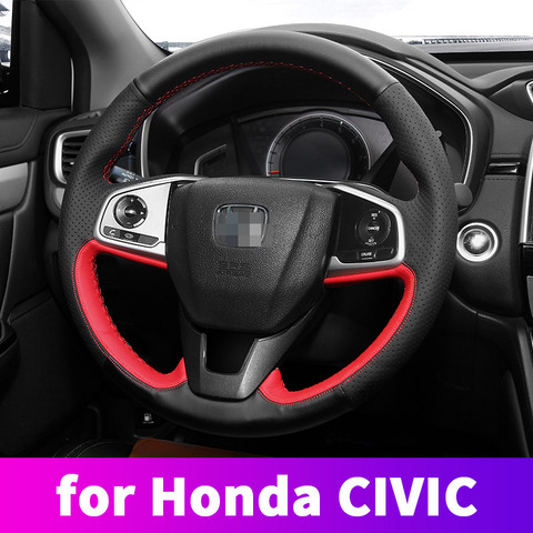 DIY Hand Sewn Steering Wheel Cover Steering Wheel Cover Sport Style For Honda Civic 10th 2016 2017 2022 Car Accessories ► Photo 1/6