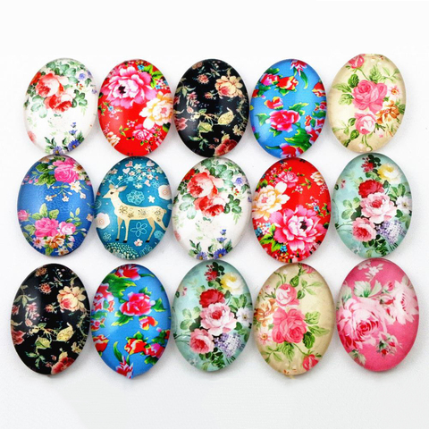 10pcs 18x25mm New Fashion Mix Flower Tree Life Handmade Photo Glass Cabochons Pattern Domed Jewelry Accessories Supplies ► Photo 1/4