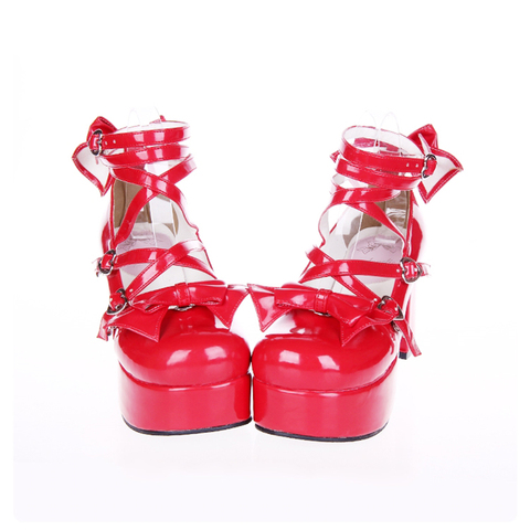 2022 New Japanese Style Lolita Shoes Anime Cosplay Shoes/Boots Girls Princess Shoes High Heels Women's Shoes w/Bowknot ► Photo 1/6