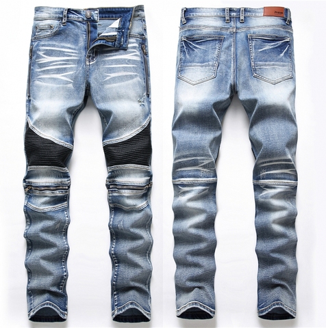 Hip Hop Jeans Men Ripped Denim Pants Patches For Jeans Slim