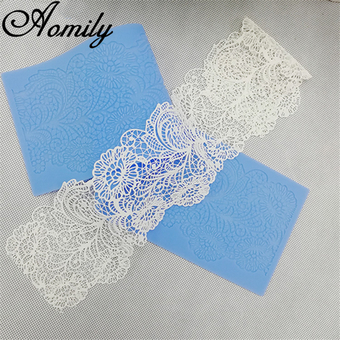 Aomily 40cm Flower Lace Mold Cake Border Decoration Tools Fondant Cake 3D Mold Food Grade Silicone Mat Mould Baking Flower Mold ► Photo 1/6