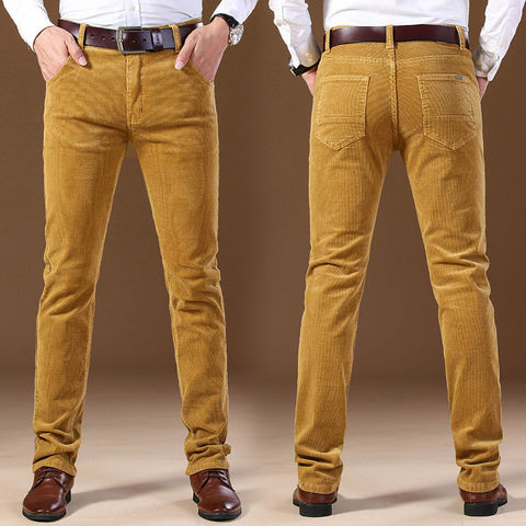 Idopy Autumn Winter Men`s Thick Warm Corduroy Pants Fleece Trousers Male Casual Business Style Long Jeans Men ► Photo 1/6