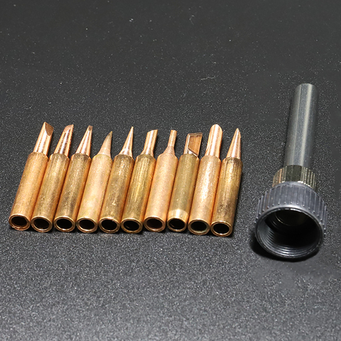 11pcs Copper 900M Soldering Iron Tip + casingFor Hakko 936 Soldering Rework Station Soldering Tips ► Photo 1/3