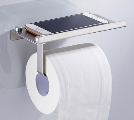 Vidric Bathroom Toilet Roll Paper Holder Stainless Steel Bathroom WC Paper Phone Holder Tissue Boxes with Storage Shelf Rack Wal ► Photo 1/6