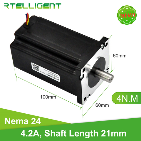 Rtelligent Nema 24 Stepper Motor Nema 23 Installation Size 4N.M 40kg.cm 60x102mm 4 Lead 4.2A Shaft Length 21mm Shaft Dia 10mm ► Photo 1/6