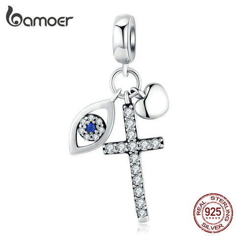 bamoer Multiple Guardian Eye Pendant Charm for Bracelet 925 Sterling Silver Corss Charm Silver 925 Original Jewelry SCC1327 ► Photo 1/6