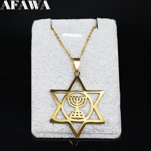 2022 Seal Star of David Stainless Steel Necklace for Women Hexagram Jewish Israel Gold Color Necklace Jewelry colgantes N20059 ► Photo 1/5