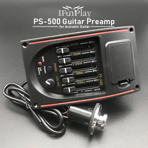 Free Shipping PS-500 5-Band Acoustic Guitar EQ Preamp Equalizer Piezo Pickup for Folk Guitarra ► Photo 1/6