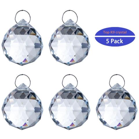 H&D 5pcs/lot 20mm Clear Faceted Crystal Chandelier Parts Pendant Prisms Lighting Ball feng shui Suncatcher Wedding Home Decor ► Photo 1/6