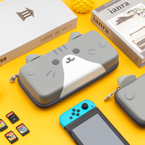 Geekshare Cute Cats Ears Protables For Nintendo Switch Gray Three-dimensional Ears  Travel Carrying Case for Nintendo Switch ► Photo 1/6