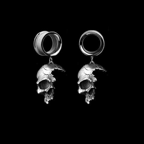 2PCS Ear Piercing Ear Plugs Tunnels Ear Expansions Ear Reamer Body Jewelery Half of Skeleton Earrings  Oreja Expansiones Punk ► Photo 1/6