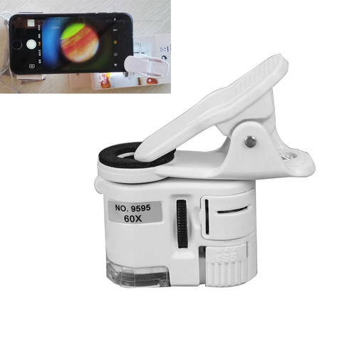 100X Mobile Phone Microscope Magnifier Optical Zoom with Cell Phone Clip  Pocket Magnifying Glass LED UV Light Macro Lens