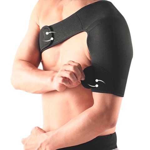 Adjustable Breathable Gym Sports Care Single Shoulder Support Back Brace Guard Strap Wrap Belt Band Pads Black Bandage Men&Women ► Photo 1/6