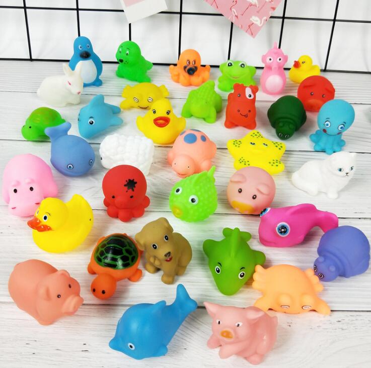 Rubber Float Squeeze Sound Squeaky Baby Kids Bathing Mixed Animals Toys 