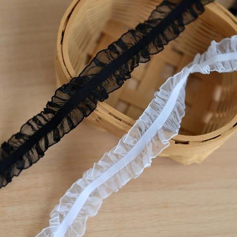 hot sale lace accessories DIY Elastic gauze ruffle lace clothing and garment stretch lace 2cm M801 ► Photo 1/6