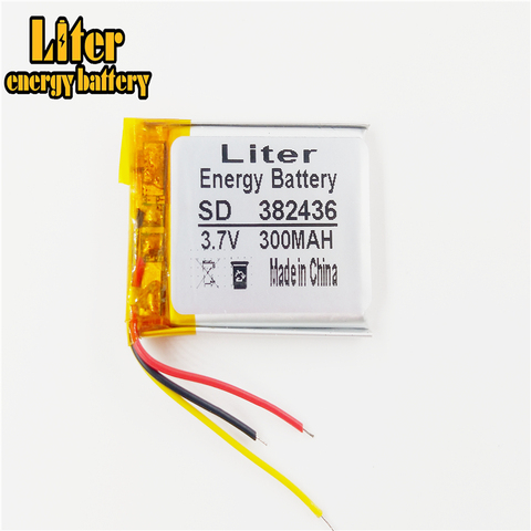 3 line 382436 3.7V 300MAH PLIB ( polymer lithium ion battery ) Li-ion battery for tablet pc,GPS,mp3,mp4,cell phone,speaker ► Photo 1/4