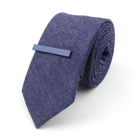 Tie&Clip Set Fashion 6cm Solid Color Linen/Cotton Necktie Bright Ties Pin Clips Clasp Colourful for Men's Clothing Accessories ► Photo 1/5
