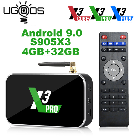 Ugoos X3 Pro 4GB RAM 32GB DDR4 Amlogic S905X3 Smart TV Box Android 9.0 Dual WiFi 1000M 4K X3 Cube 2G 16G X3 Plus 64G Set Top Box ► Photo 1/6