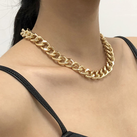 2022 Fashion Big Necklace for Women Twist Gold Silver Color Chunky Thick Lock Choker Chain Necklaces Party Jewelry ► Photo 1/6
