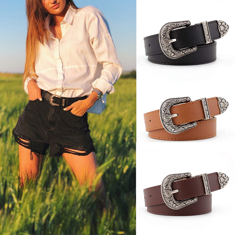  Aecibzo Women Leather Belts Ladies Vintage Western