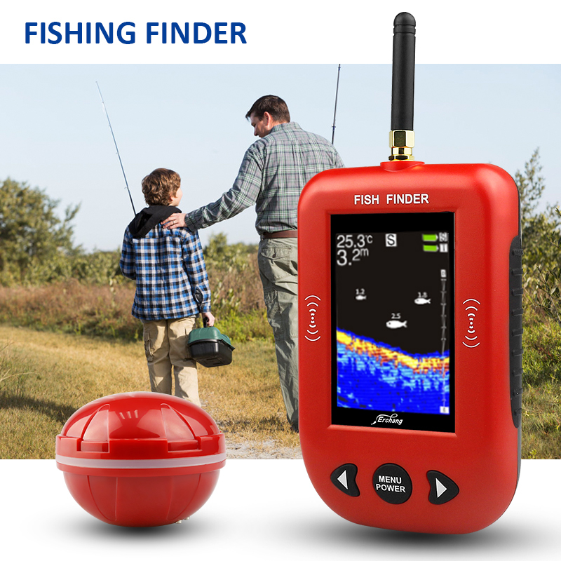 Fish Finder Portable Wireless Sonar 48M/160FT Depth Lake Fish Detect With Lamp 