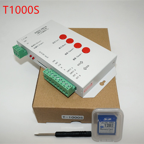 high quality T1000S SD Card WS2801 WS2811 WS2812B LPD6803 LED 2048 Pixels Controller DC5~24V T-1000S RGB Controller ► Photo 1/4