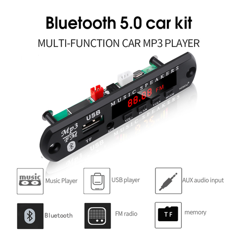 KEBIDU 5V 12V Car MP3 Player Bluetooth5.0 MP3 WMA Decoder Board Audio Module USB TF Radio Wireless Music With Remote Control ► Photo 1/6