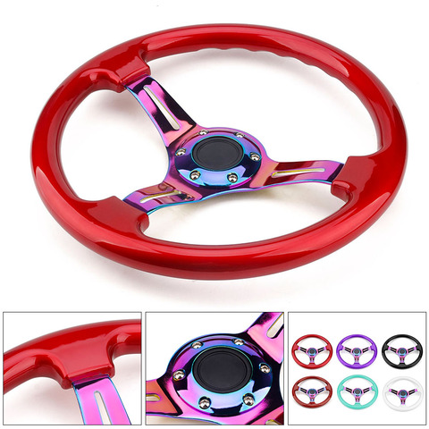 New arrival universal 350mm 14inch classic ABS car sport steering wheel with neo chrome spokes ► Photo 1/6