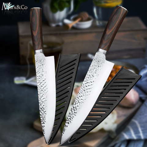 Kitchen Knife 8 inch Chef 7CR17 440C Stainless Steel Japanese Knives 2pcs set Meat Cleaver Slicer Utility Santoku Knife Tool Set ► Photo 1/6