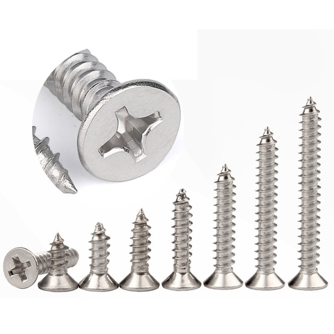 50pcs M1 M1.2 M1.4 M1.7 M2 M2.6 M3 M3.5 M4 Mini 304 stainless steel Cross Phillips Flat Countersunk Head Self-tapping Wood Screw ► Photo 1/6