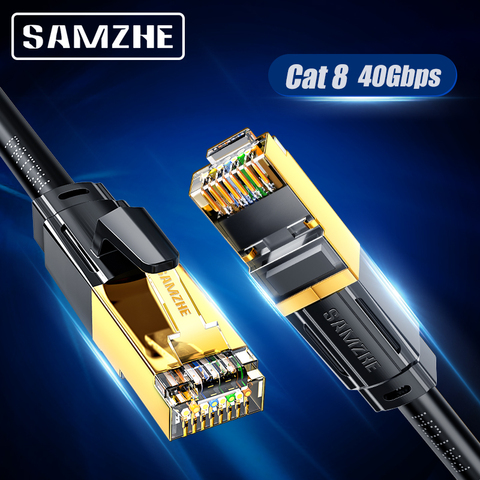 SAMZHE  Cat8 SFTP  Ethernet Cable Patch Cat 8 UTP Lan Cable  10Gbps, 25Gbps, 40Gbps for RJ45 Computer,Networking ► Photo 1/6