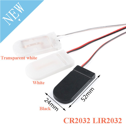 Battery Case Box CR2032 LIR2032 6V 1x2 Button Battery Button Coin Cell Holder Plastic Black White Transparent White with Cable ► Photo 1/6