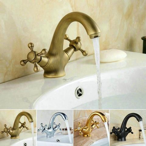Swan Style Bathroom Basin Faucet Hot Cold  Mixer Tap Brass Brass Basin Tap Golden/Chrome/Antique/Oil Black Faucets ► Photo 1/6