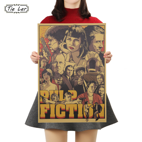 TIE LER Classic Movie Pulp Fiction Poster Cafe Bars Kitchen Decor Posters Adornment Vintage Poster Retro Wall Stickers 50.5*35cm ► Photo 1/6
