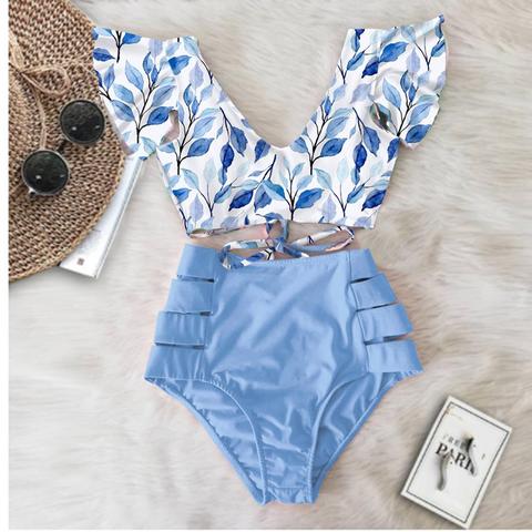 2022 Print Swimwear Women High Waist Bikini Ruffle Swimsuit Push Up Bikinis Set Bathing Suit Beach wear Summer Biquini Female ► Photo 1/5