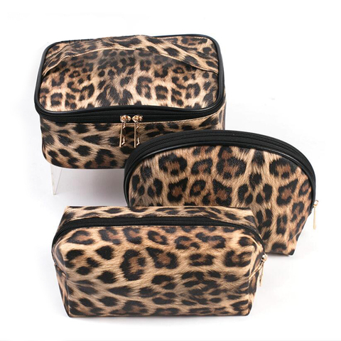 Leopard Print Cosmetic Bag Set Waterproof Wash Bag Storage Bag Travel Supplies Women Make Up Makeup Bag Organizer Toilet Bag ► Photo 1/1